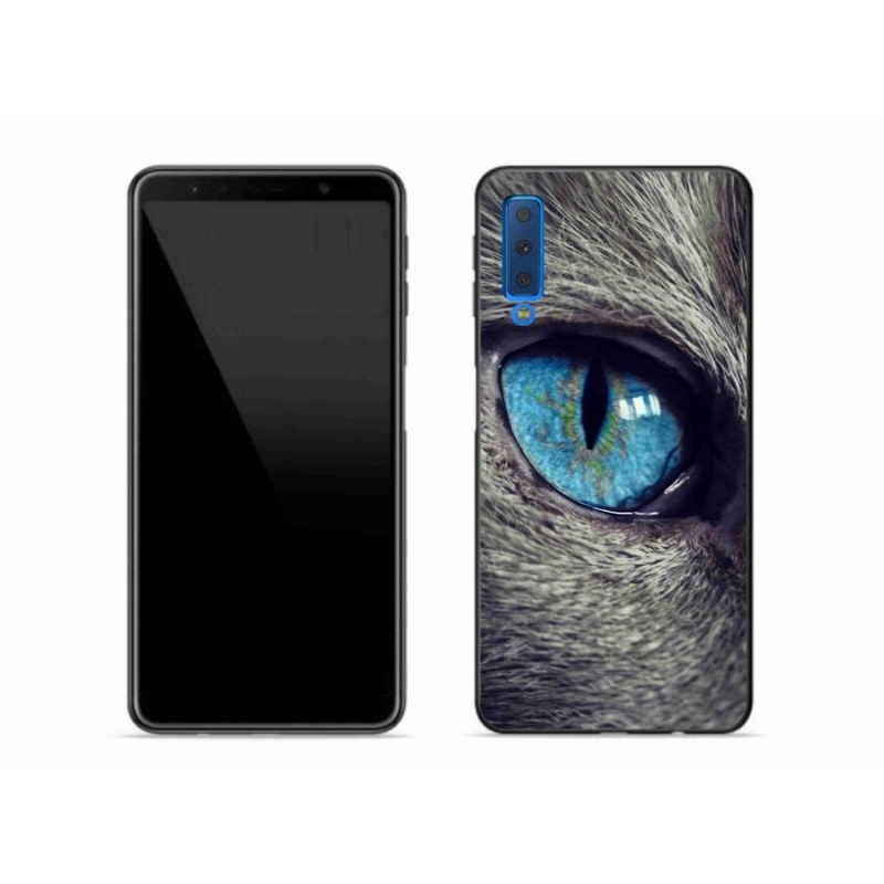 Zselés tok mmCase Samsung Galaxy A7 (2018) - kék macskaszem