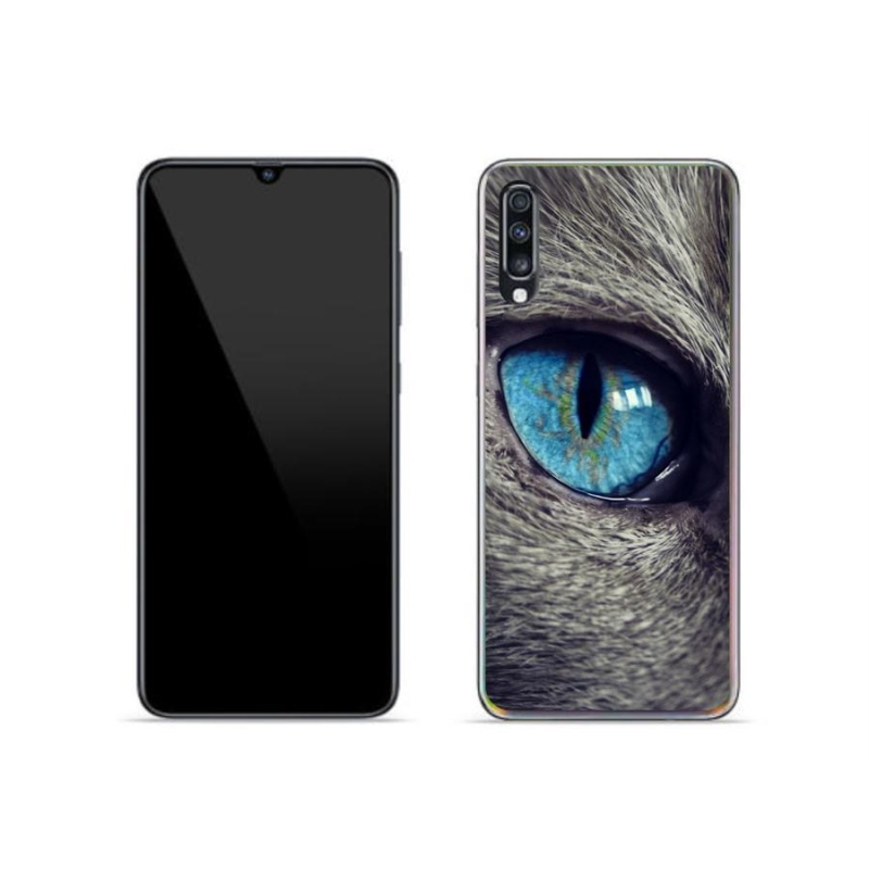 Gél tok mmCase Samsung Galaxy A70 készülékhez - kék macskaszem