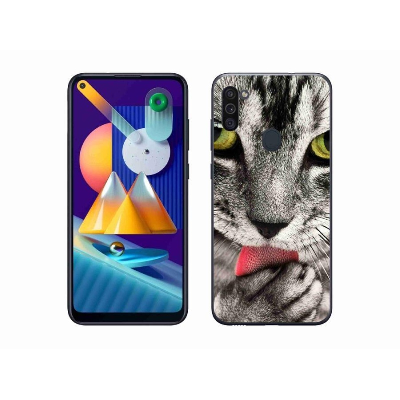 Gél tok mmCase Samsung Galaxy M11 készülékhez - zöld macskaszemek