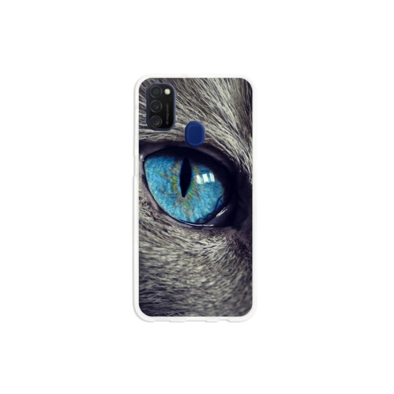 Gél tok mmCase Samsung Galaxy M21 készülékhez - kék macskaszem