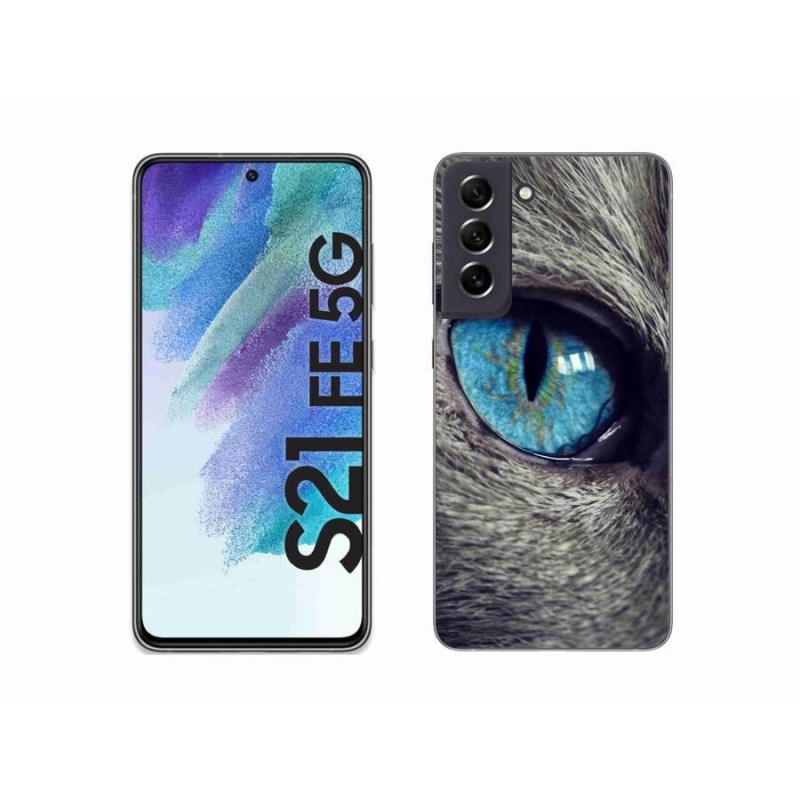 Zselés tok mmCase Samsung Galaxy S21 FE 5G - kék macskaszem
