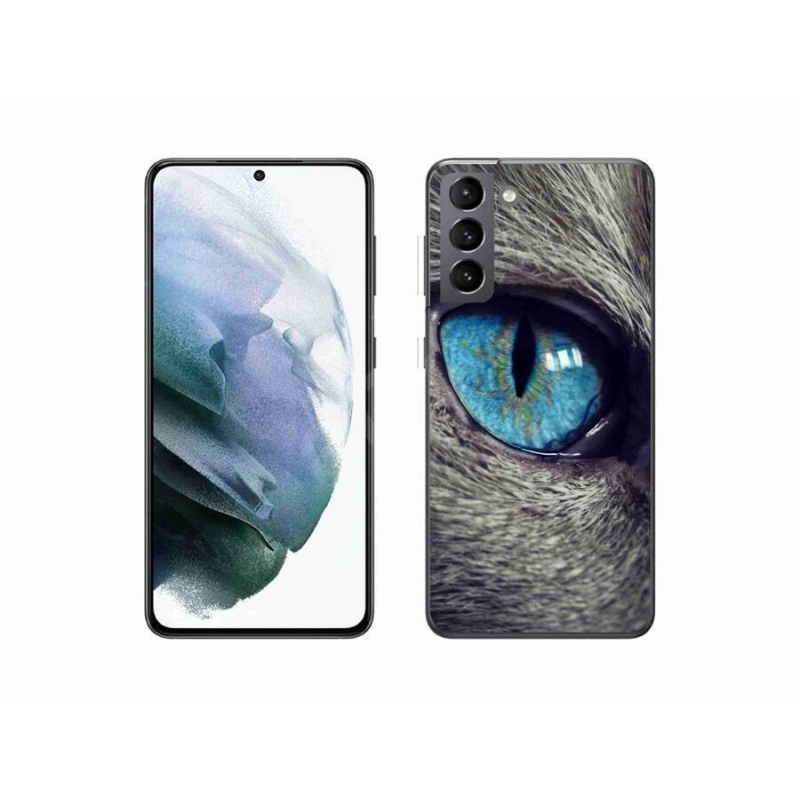 Gél tok mmCase Samsung Galaxy S21 készülékhez - kék macskaszem
