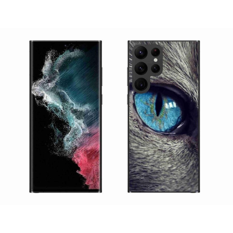 Gél tok mmCase a Samsung Galaxy S22 Ultra 5G készülékhez - kék macskaszem