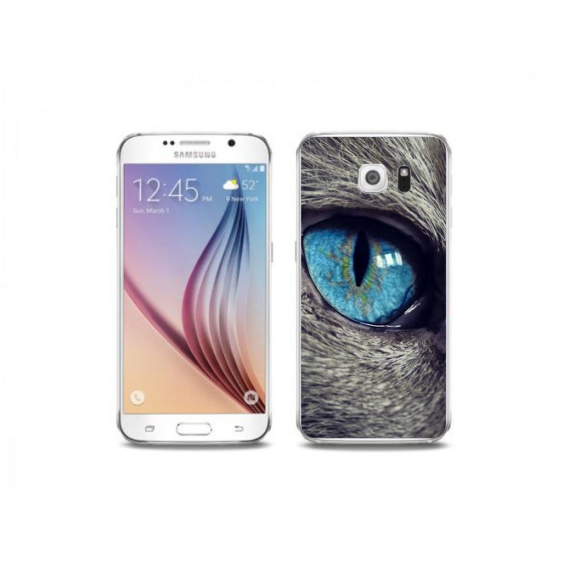 Gél tok mmCase Samsung Galaxy S6 Edge készülékhez - kék macskaszem
