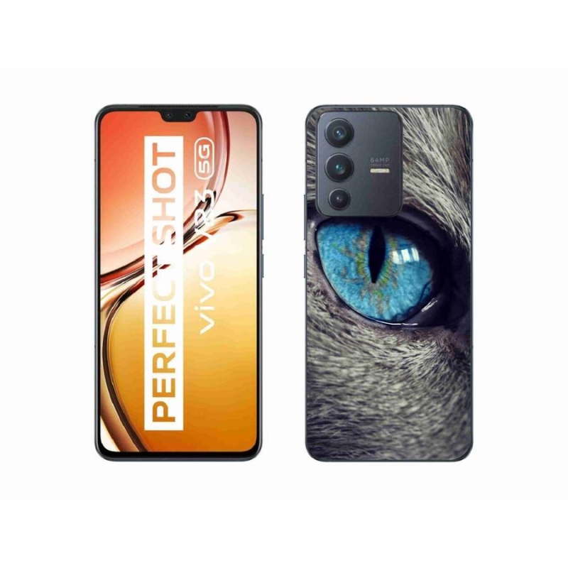 Gél tok mmCase a Vivo V23 5G készülékhez - kék macskaszem