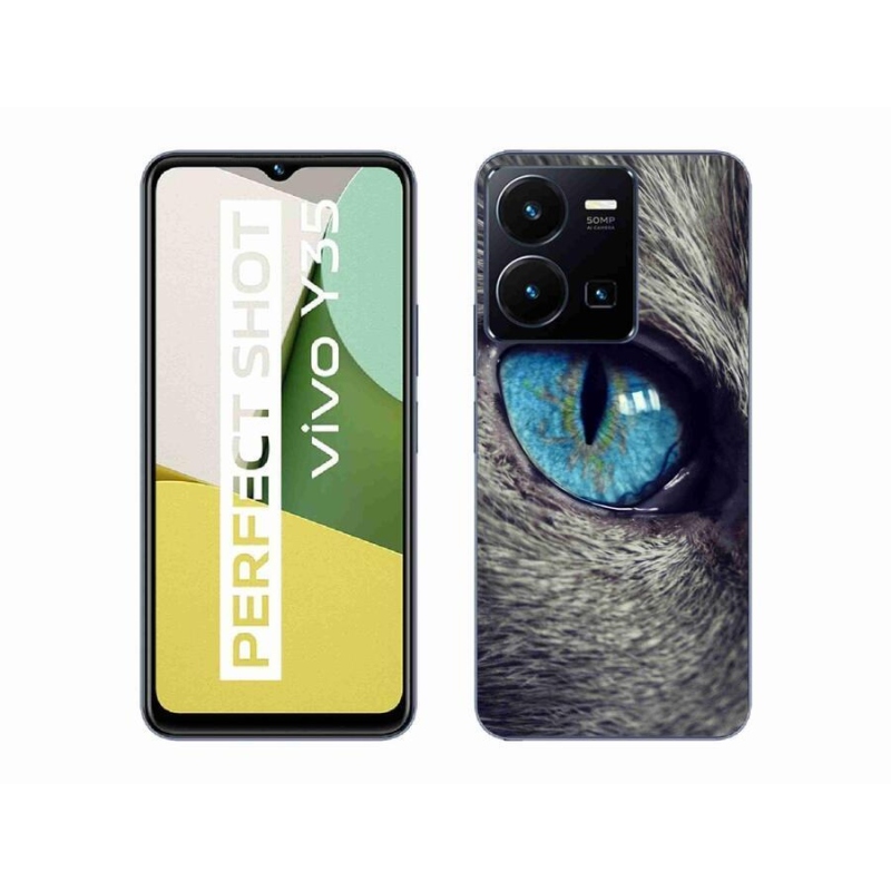 Gél tok mmCase a Vivo Y35 készülékhez - kék macskaszem