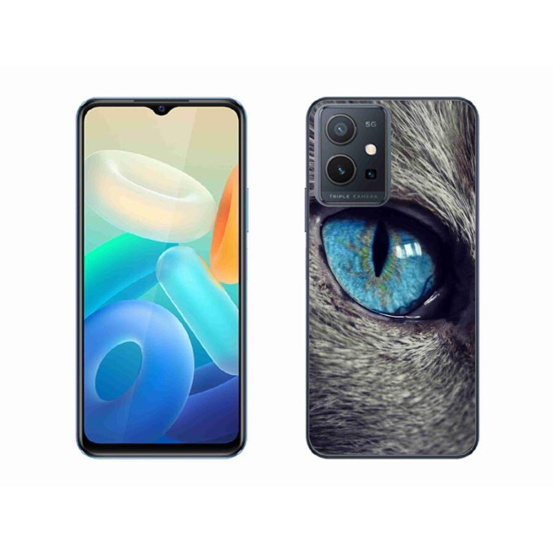 Gél tok mmCase a Vivo Y55 5G készülékhez - kék macskaszem