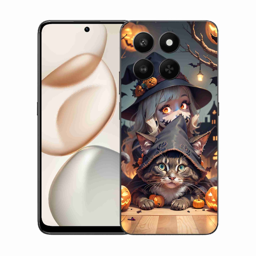 Zselés borítás mmCase a Honor 400 Smart 5G/4G/Honor X7d - boszorkány macskával