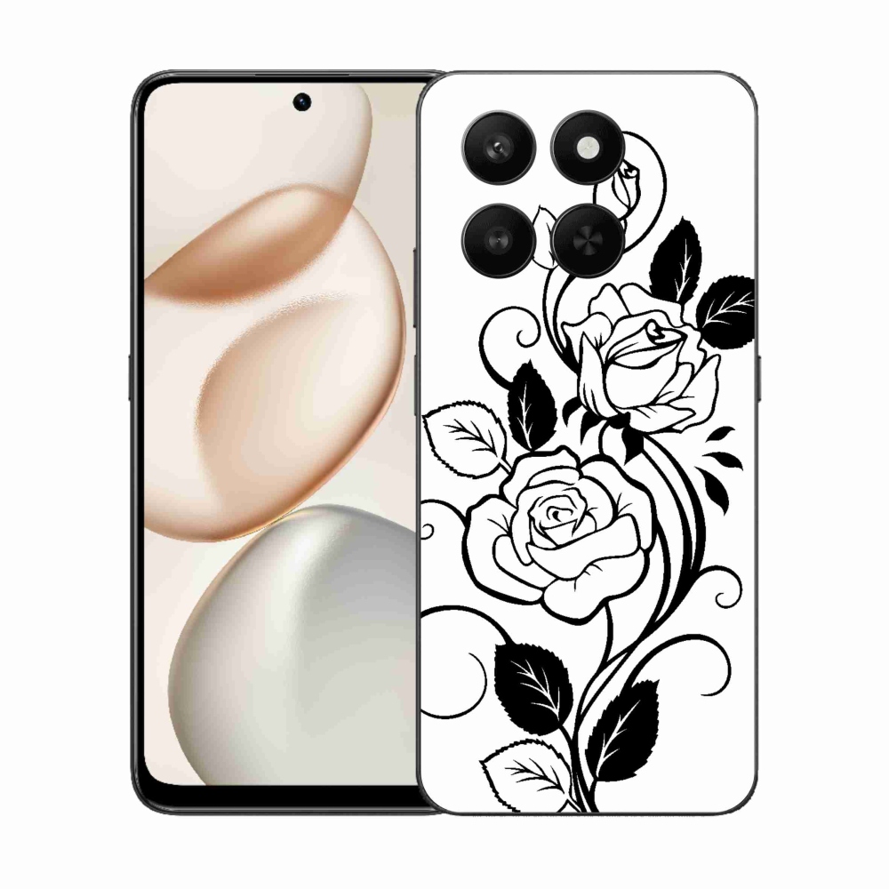 Zselés borítás mmCase a Honor 400 Smart 5G/4G/Honor X7d készülékhez - fekete és fehér rózsa