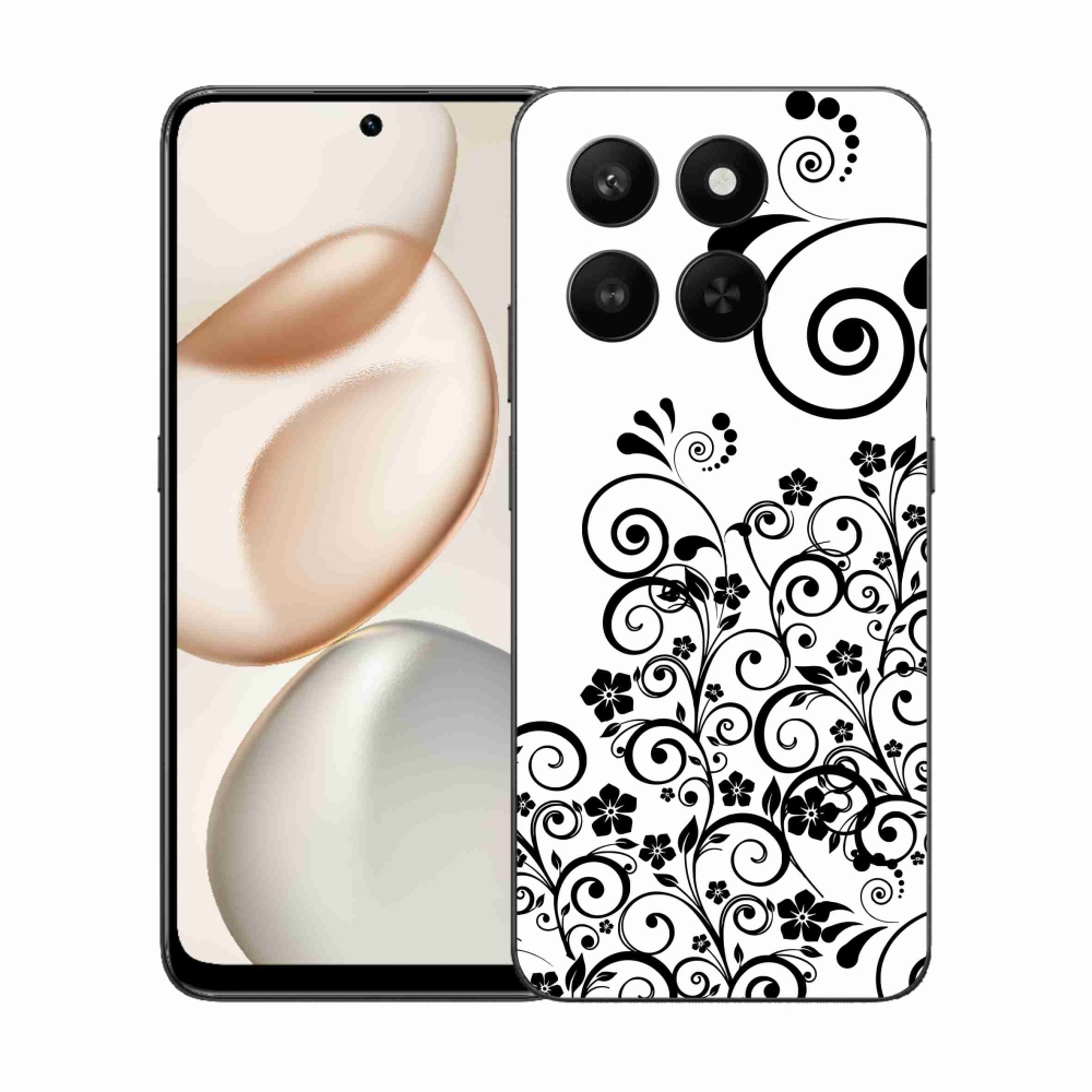 Zselés borító mmCase a Honor 400 Smart 5G/4G/Honor X7d készülékhez - fekete és fehér virágmintás