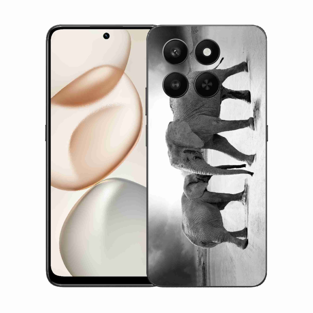 Zselés borítás mmCase a Honor 400 Smart 5G/4G/Honor X7d készülékhez - fekete és fehér elefántok