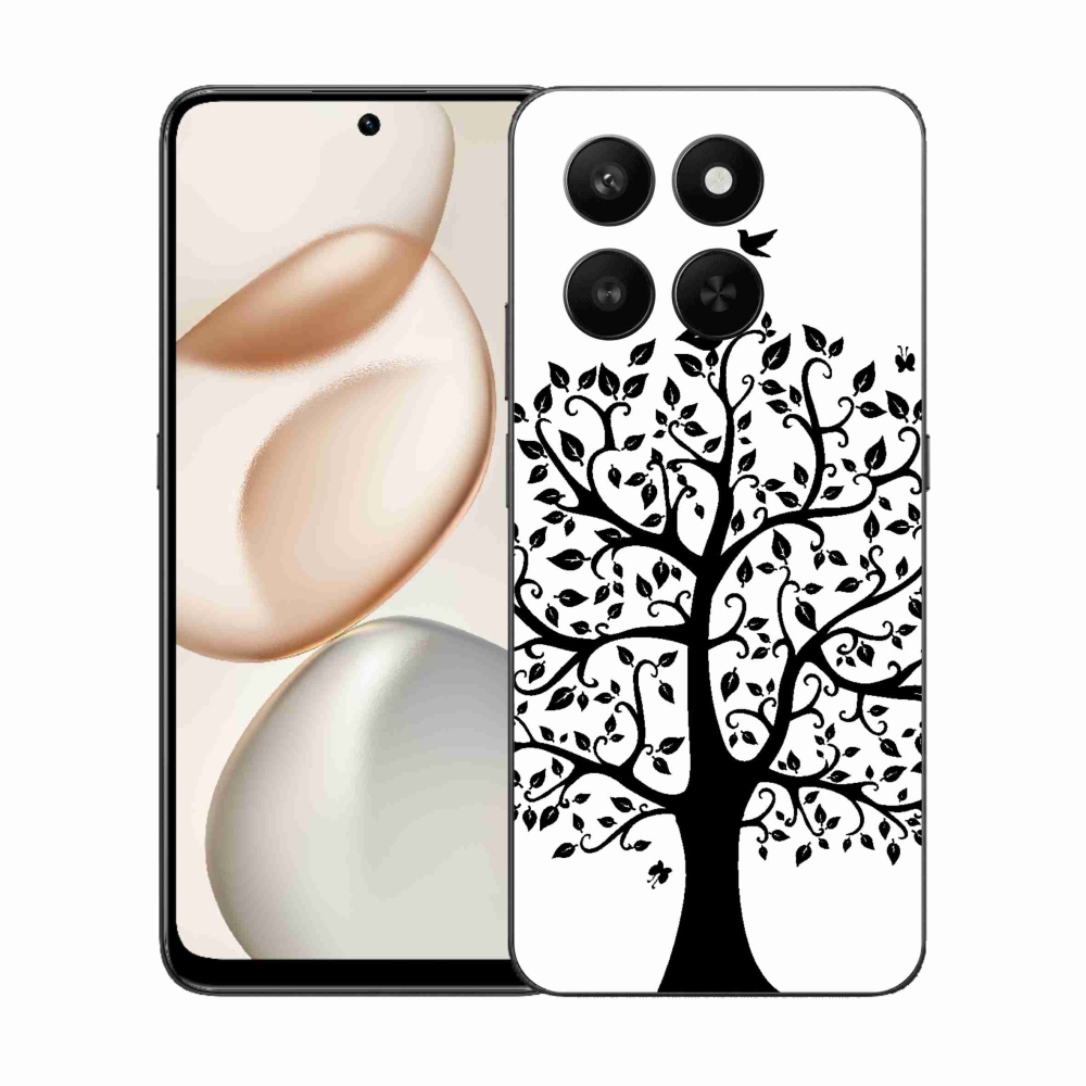 Zselés borítás mmCase a Honor 400 Smart 5G/4G/Honor X7d számára - fekete és fehér fa