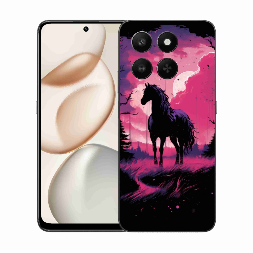 Zselés borítás mmCase a Honor 400 Smart 5G/4G/Honor X7d számára - fekete rajzfilm ló 1