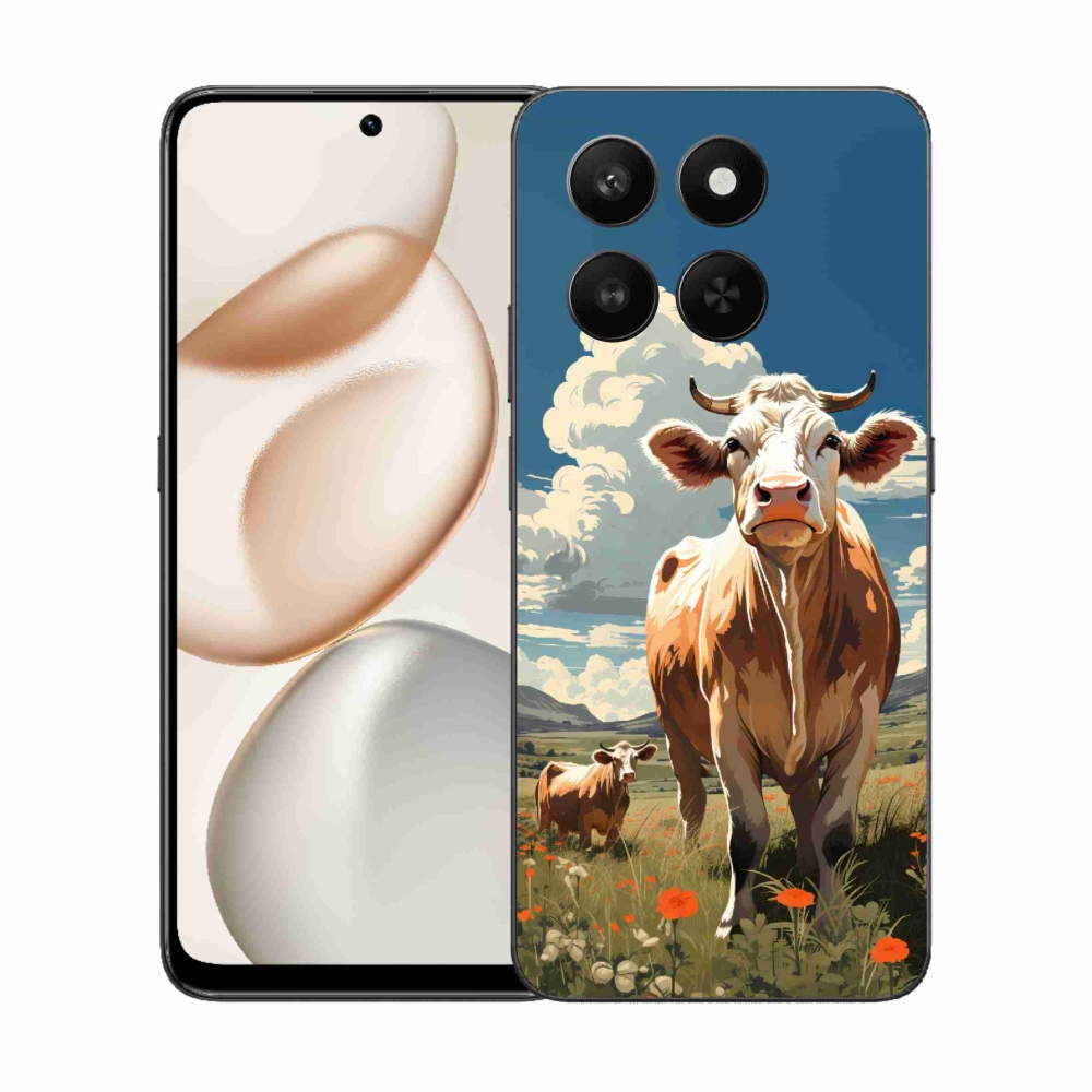 Zselés borítás mmCase a Honor 400 Smart 5G/4G/Honor X7d számára - tehenek a réten