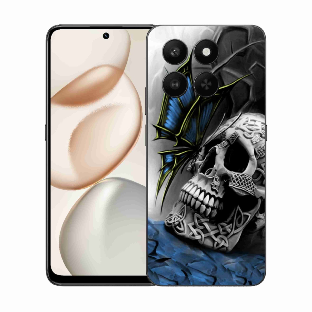 Zselés borítás mmCase a Honor 400 Smart 5G/4G/Honor X7d számára - pillangó és koponya