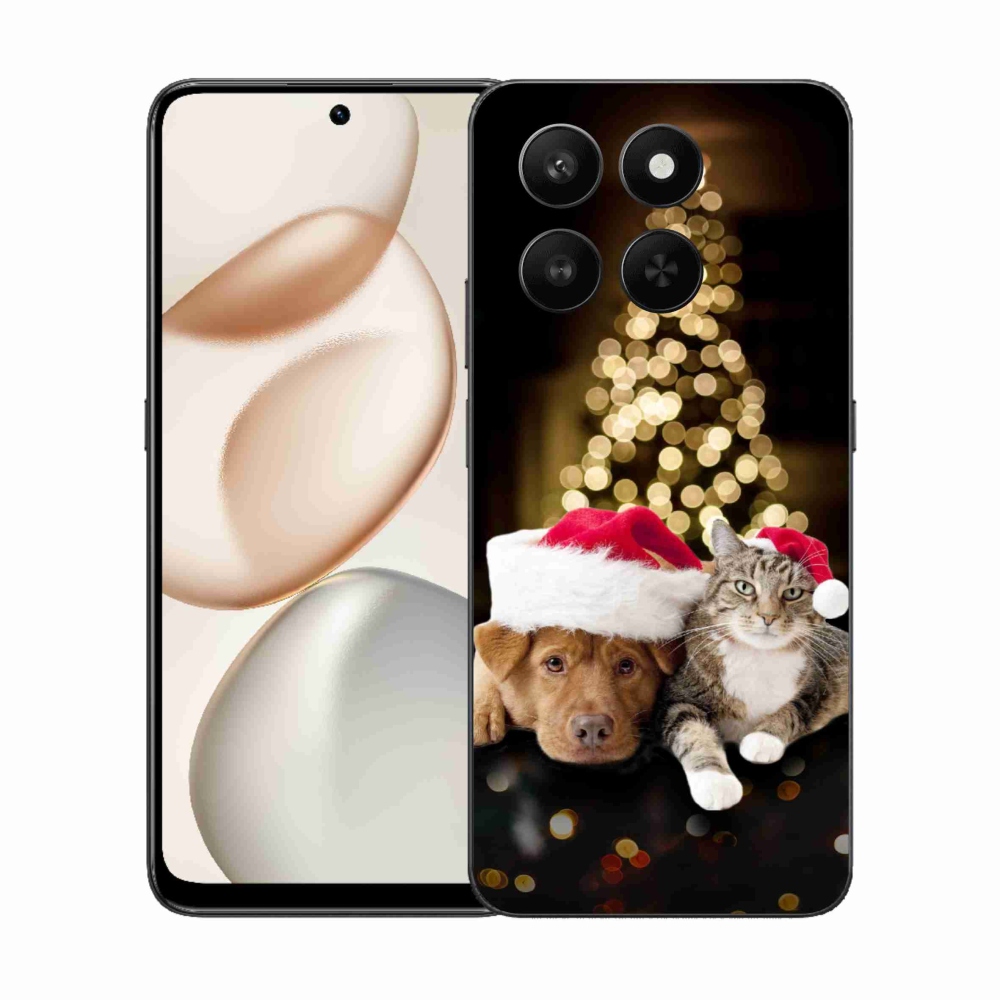 Zselés borítás mmCase a Honor 400 Smart 5G/4G/Honor X7d számára - Karácsonyi kutya és macska