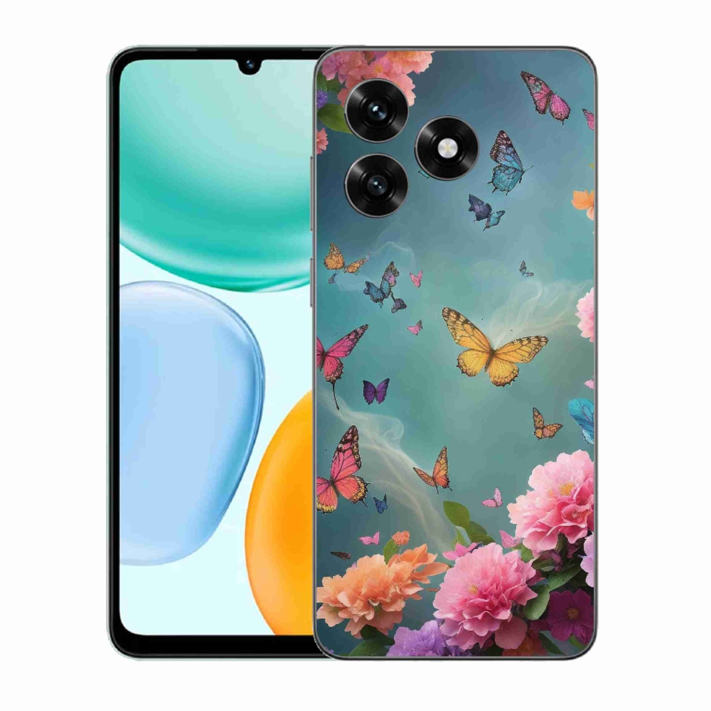 Gél borítás mmCase a Honor X5c Plus számára - színes virágok és pillangók