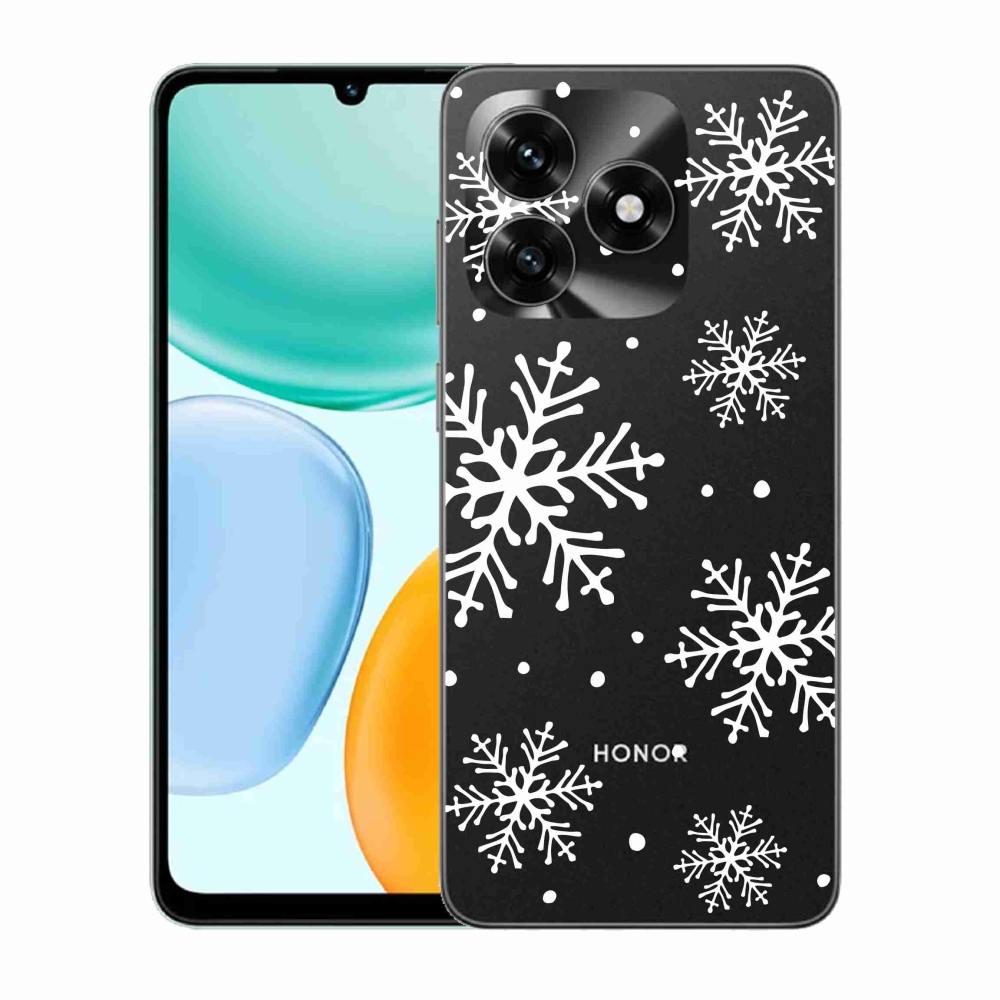 Zselés borítás mmCase a Honor X5c Plus számára - fehér pelyhek átlátszó háttéren