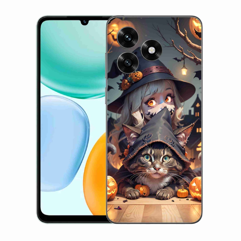 Zselés borítás mmCase a Honor X5c Plus számára - boszorkány macskával