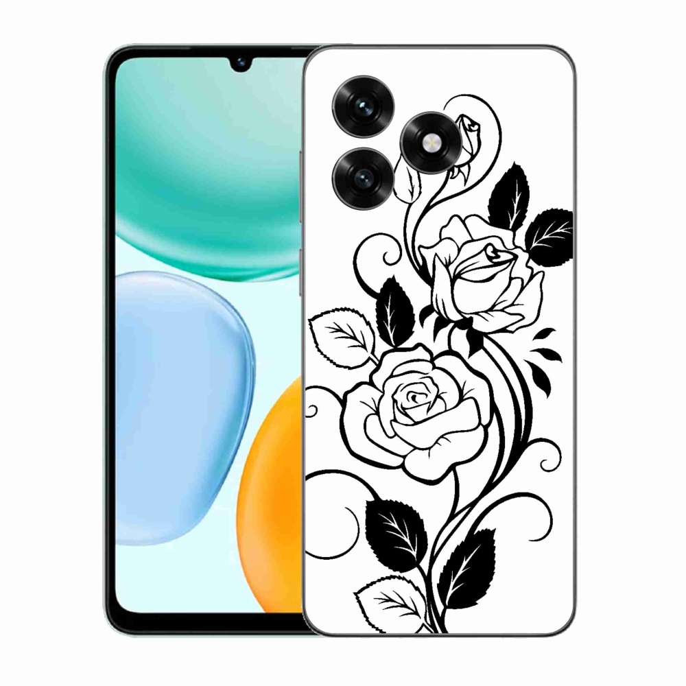 Zselés borítás mmCase a Honor X5c Plus számára - fekete és fehér rózsa