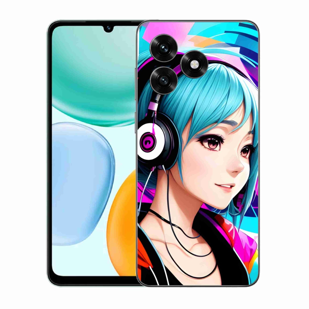 Gél borító mmCase a Honor X5c Plus-hoz - lány fejhallgatóval