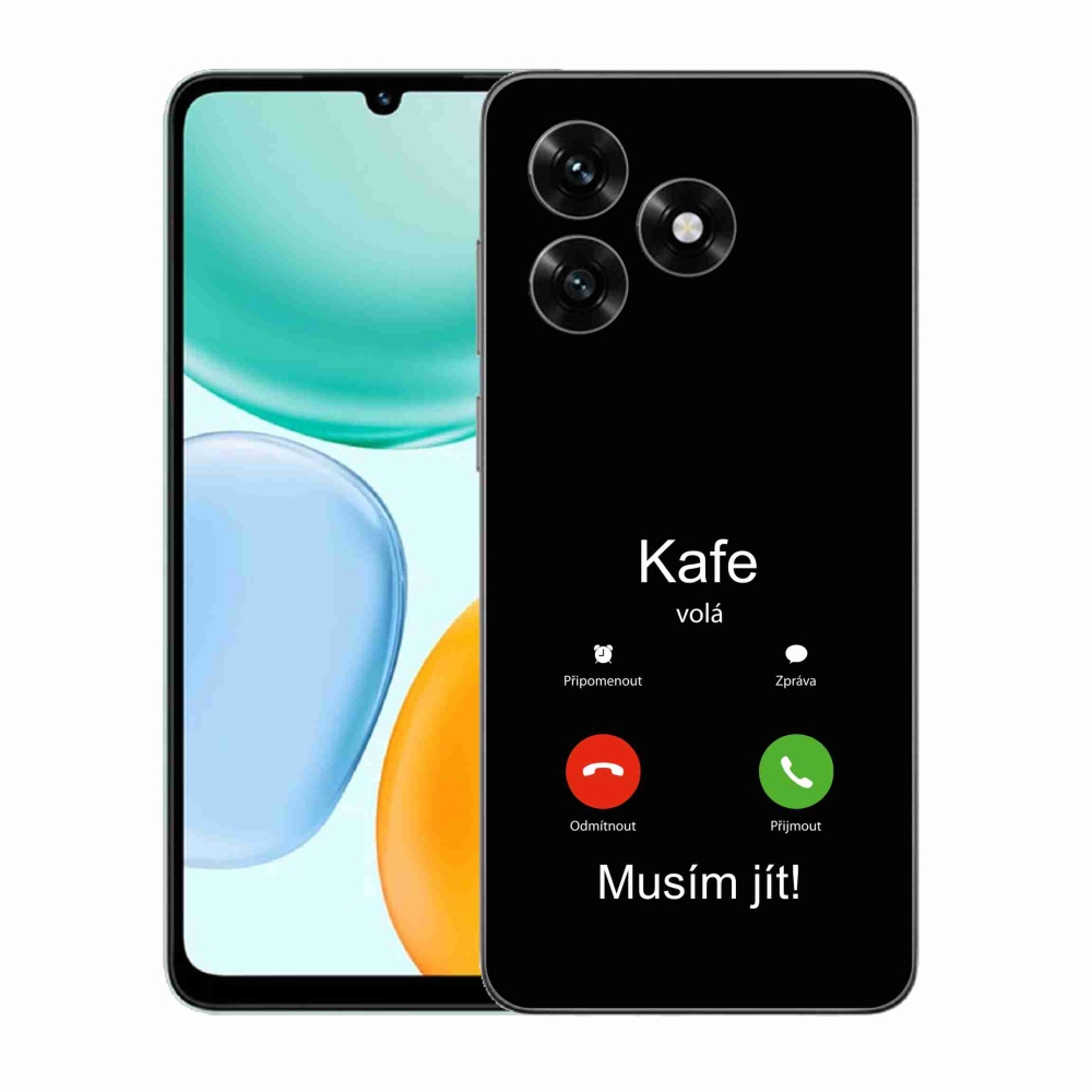 Gél borító mmCase a Honor X5c Plus készülékhez - kávé hívó fekete háttérrel