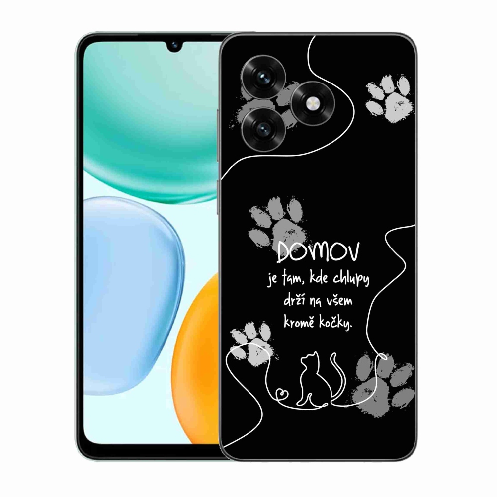 Gél borító mmCase a Honor X5c Plus készülékhez - macska motívum fekete háttérrel