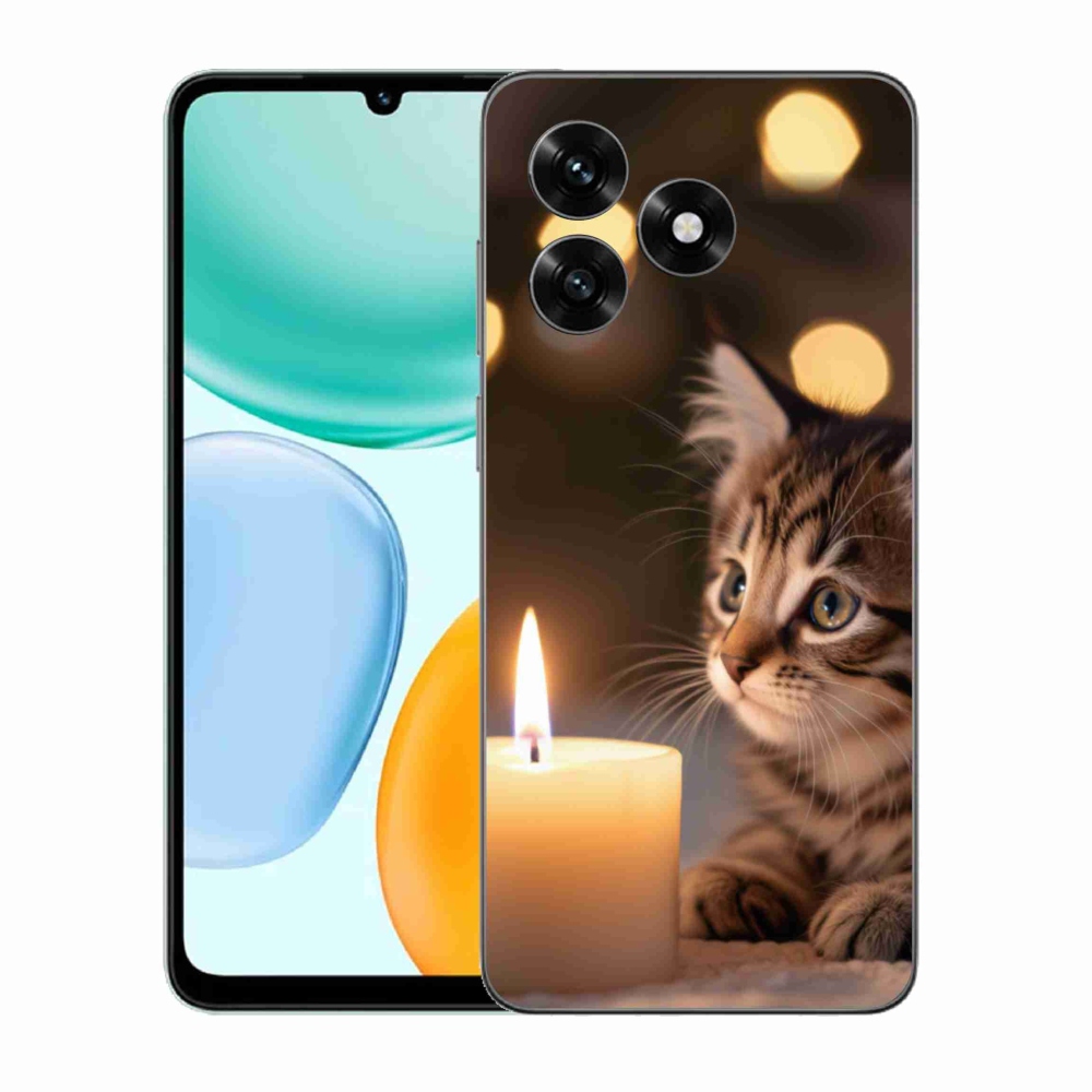 Gél borítás mmCase a Honor X5c Plus számára - cica és gyertya