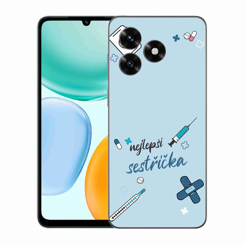 Gél borító mmCase a Honor X5c Pluson - legjobb kishúg kék háttérrel