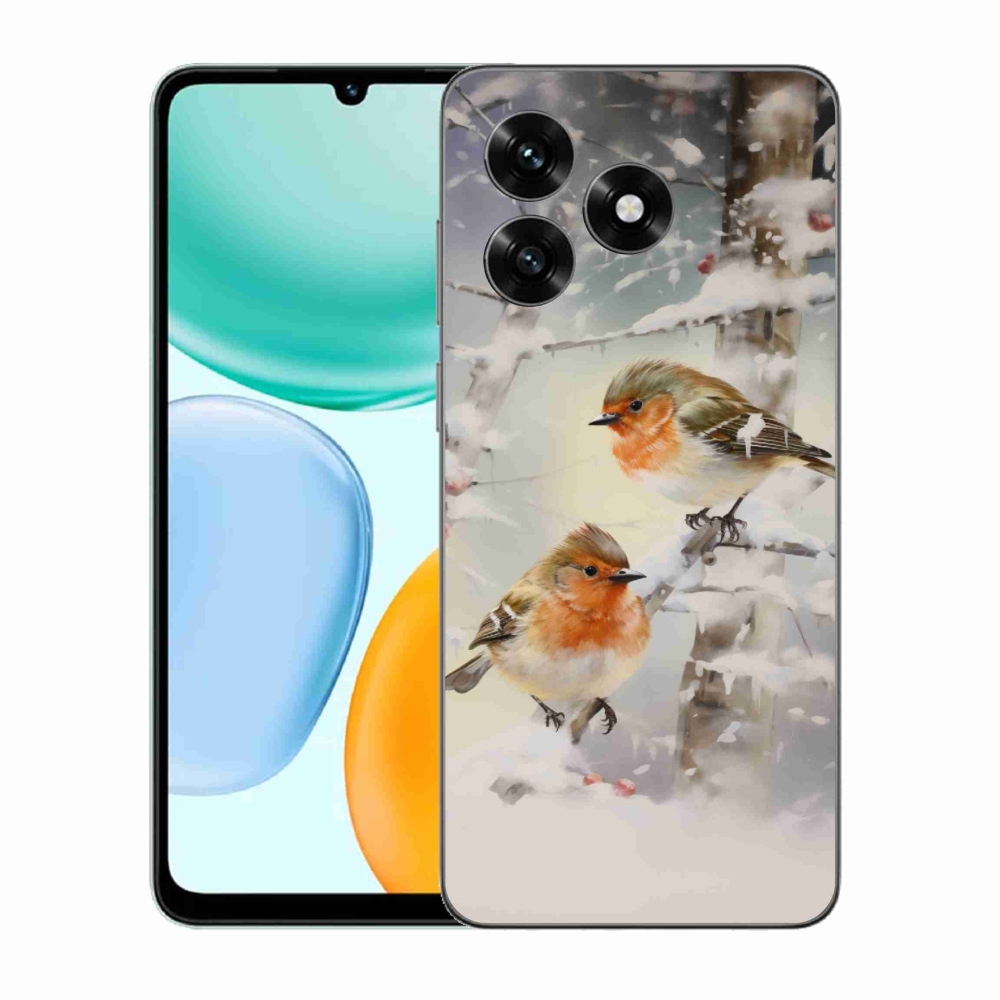 Zselés borítás mmCase a Honor X5c Plus számára - madarak télen