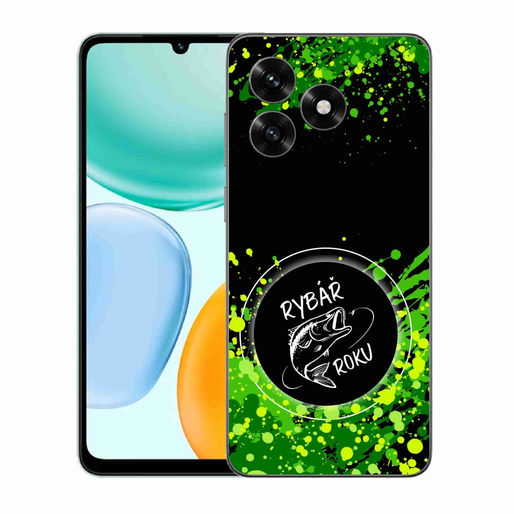 Zselés borítás mmCase a Honor X5c Plus számára - az év horgásza fekete háttérrel