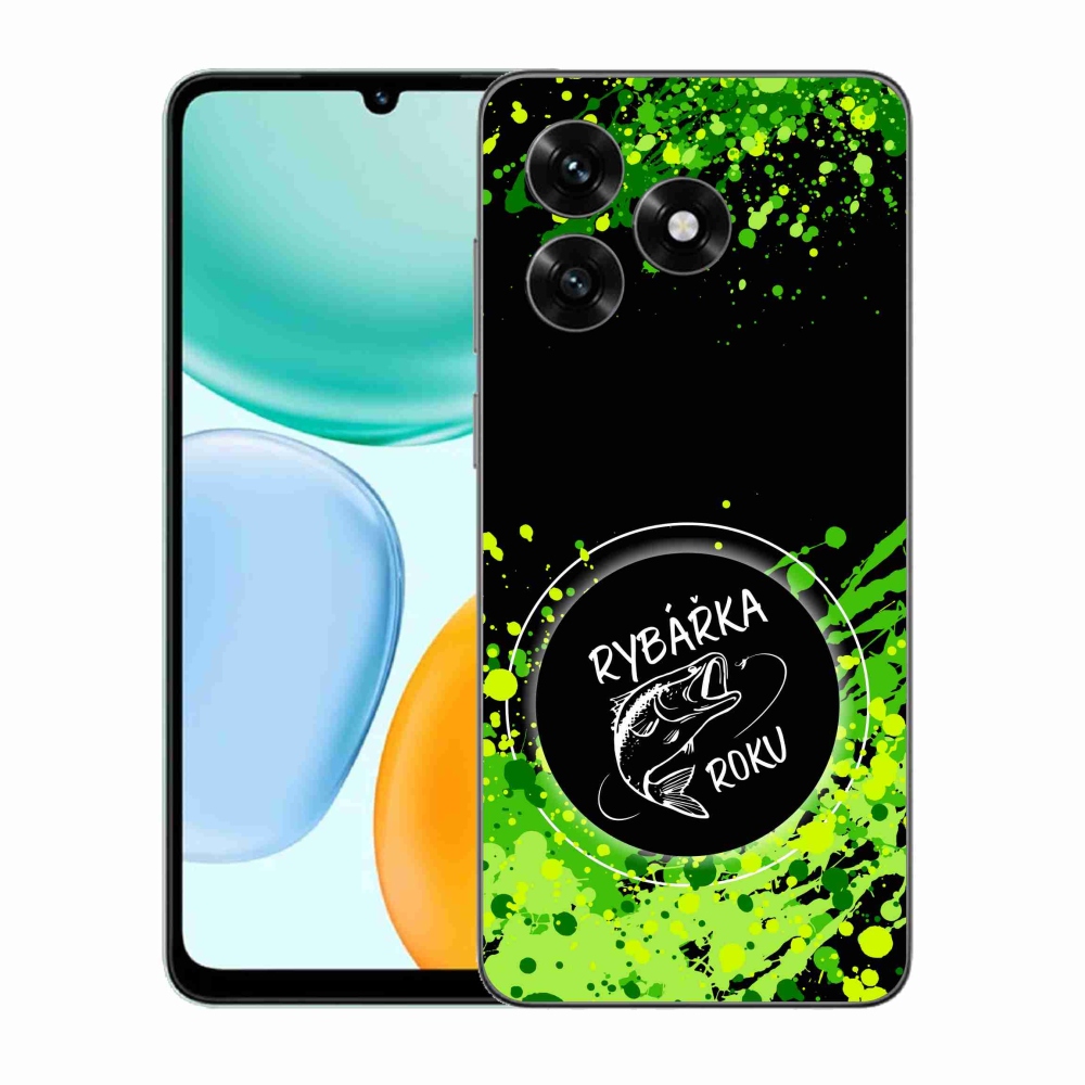 Zselés borítás mmCase a Honor X5c Plus számára - az év horgásza fekete háttérrel