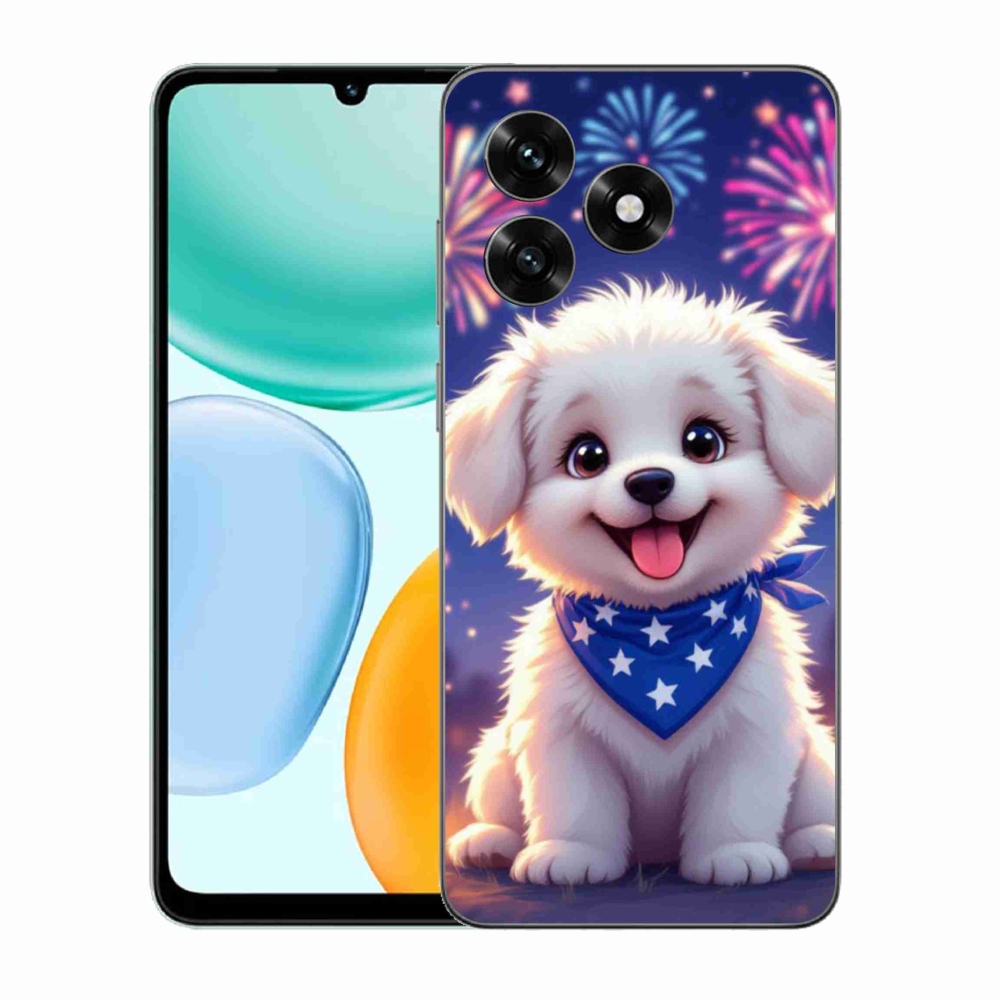 Zselés borítás mmCase a Honor X5c Plus számára - ünnepi kölyökkutyakölyök
