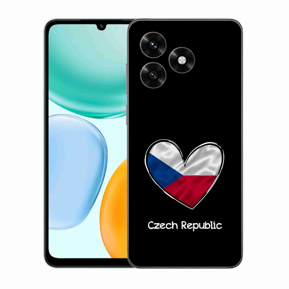 Gél borítás mmCase a Honor X5c Plus számára - zászló szív fekete háttérrel