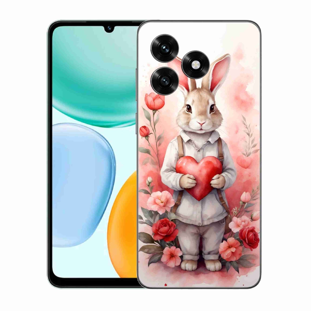 Zselés borítás mmCase a Honor X5c Plus számára - nyúl szívvel