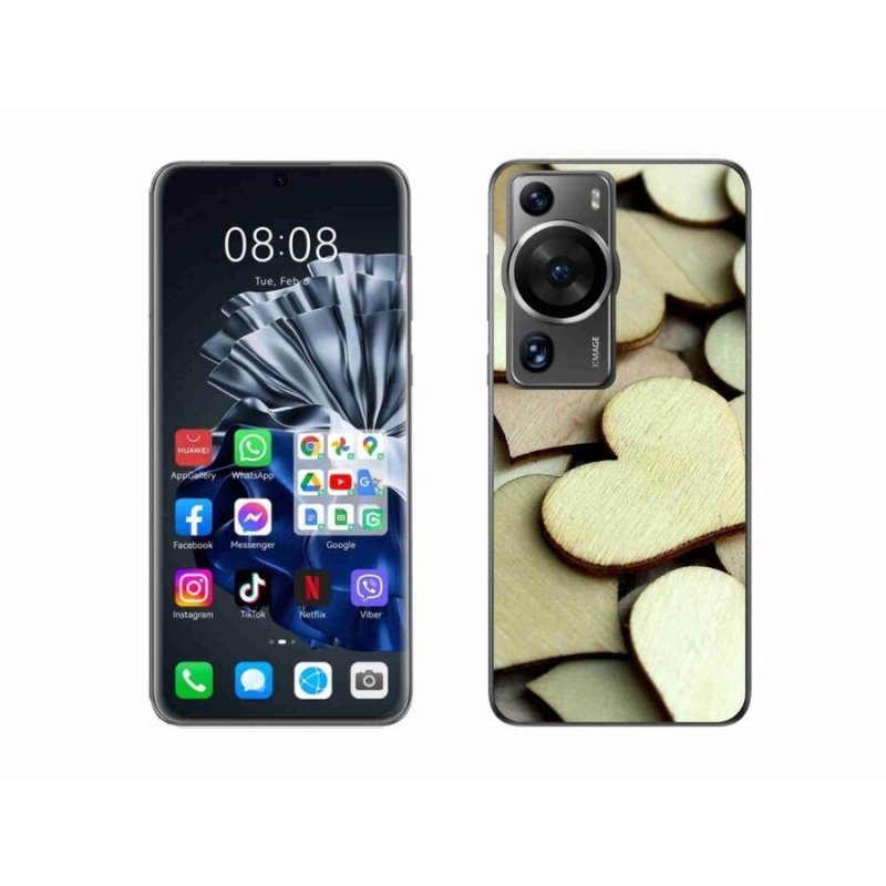 Gél borítás mmCase a Huawei P60 Pro készülékhez - fából készült szívek