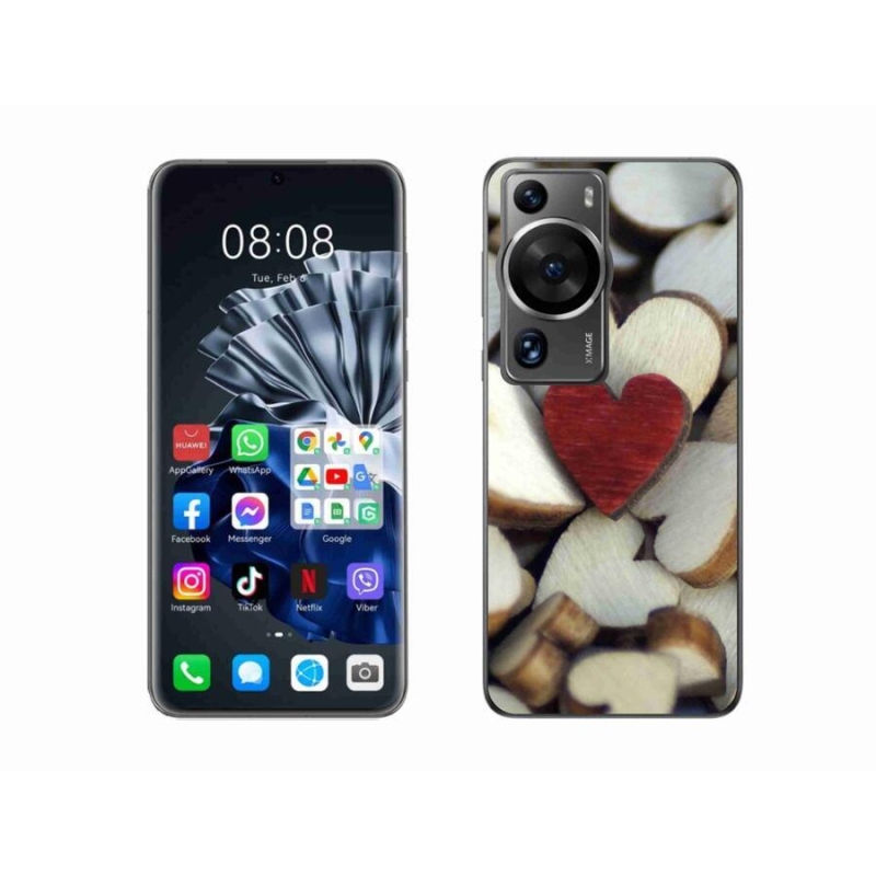 Gél borítás mmCase a Huawei P60 Pro készülékhez - gravírozott piros szív