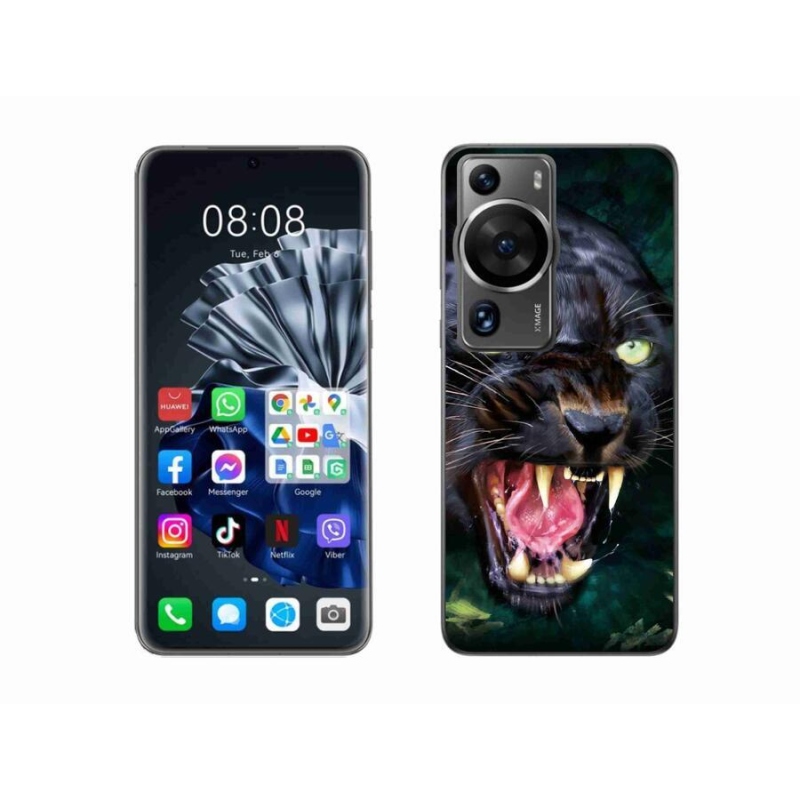 Gél borítás mmCase a Huawei P60 Pro készülékhez - dühös fekete párduc