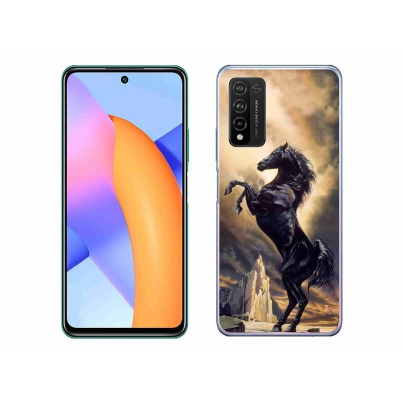 Zselés borítás mmCase a Honor 10X Lite készülékhez - fekete rajzfilm ló