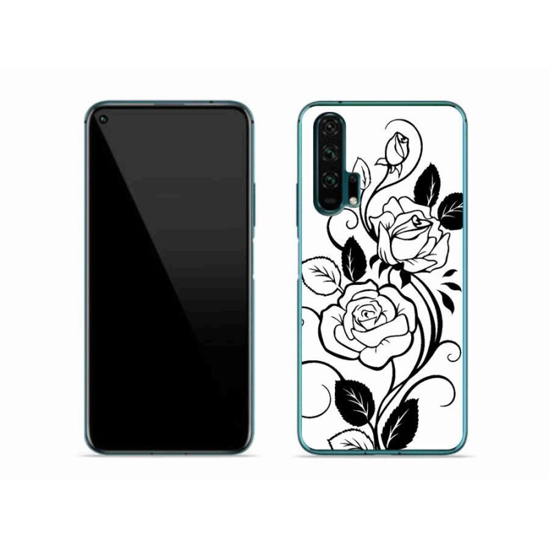 Zselés borítás mmCase a Honor 20 Pro-hoz - fekete és fehér rózsa