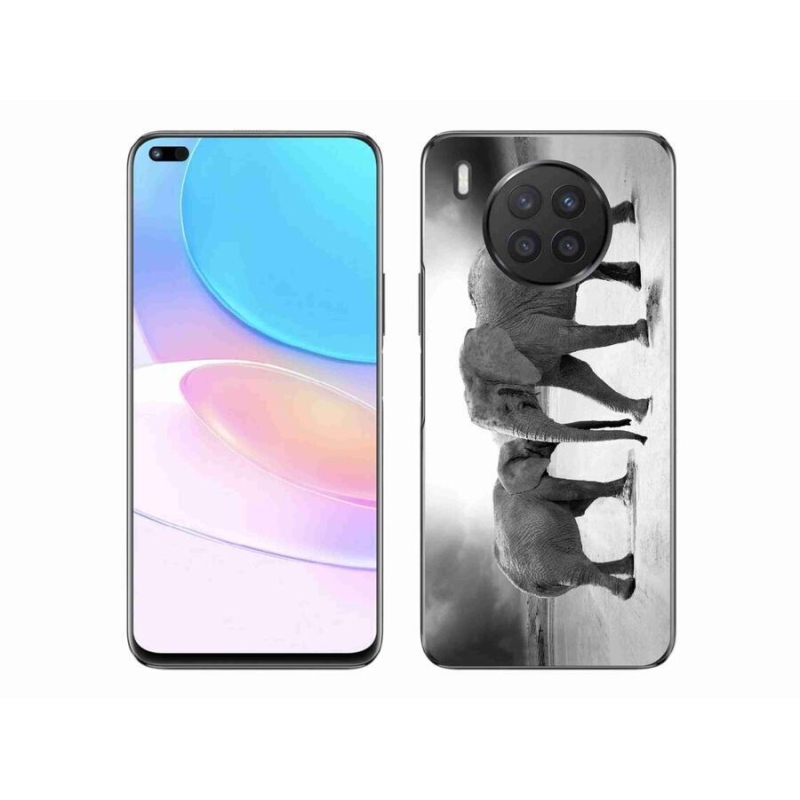 Zselés borítás mmCase a Honor 50 Lite készülékhez - fekete és fehér elefántok