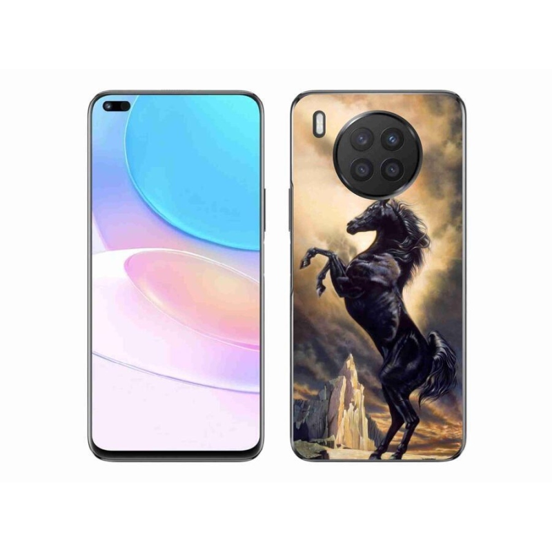 Zselés borítás mmCase a Honor 50 Lite készülékhez - fekete rajzfilm ló