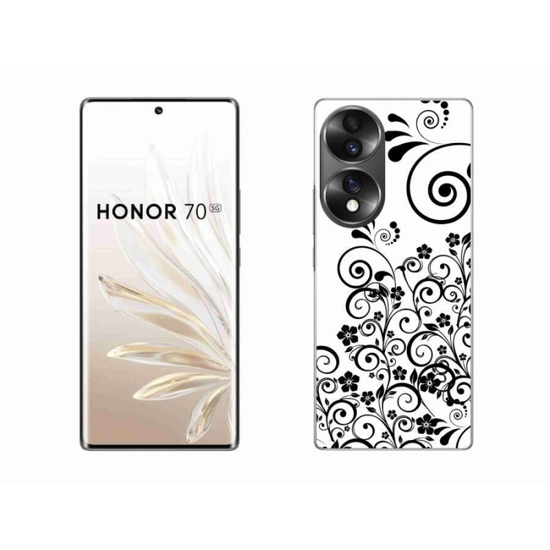 Zselés borítás mmCase a Honor 70 készülékhez - fekete-fehér virágminták