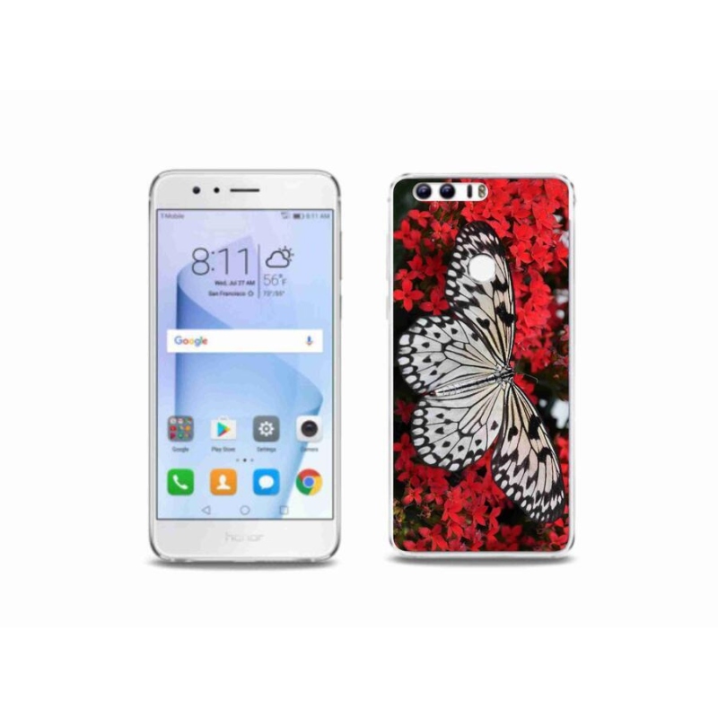 Zselés borítás mmCase a Honor 8-hoz - fekete-fehér pillangó 1