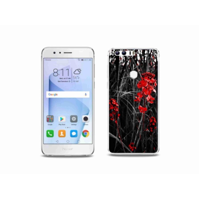 Zselés borítás mmCase a Honor 8-hoz - piros növényhez