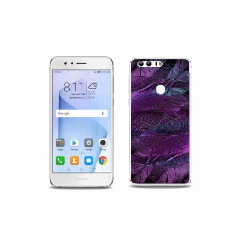 Zselés borítás mmCase Honor 8-hoz - lila tollak