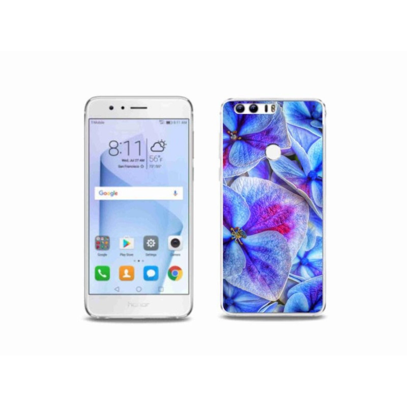 Zselés borítás mmCase a Honor 8-hoz - kék virágok 1
