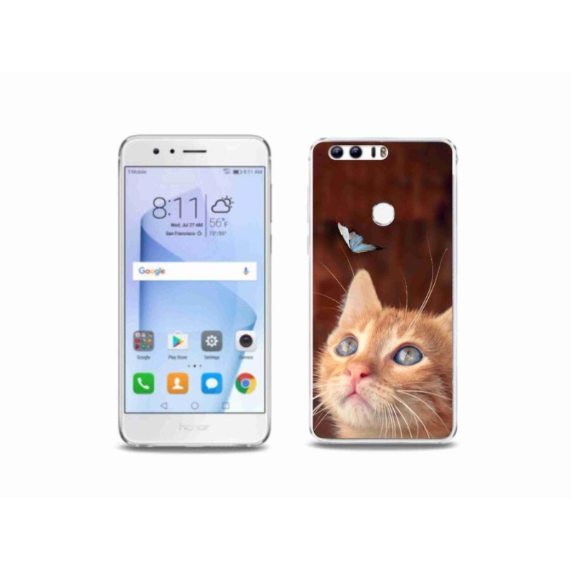Gél borító mmCase a Honor 8-hoz - pillangó és cica