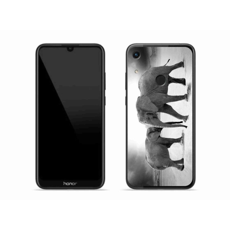 Gél borítás mmCase a Honor 8A számára - fekete és fehér elefántok