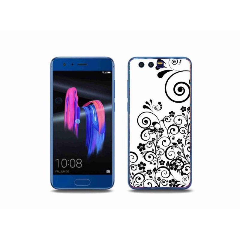 Zselés borítás mmCase a Honor 9 készülékhez - fekete-fehér virágminták